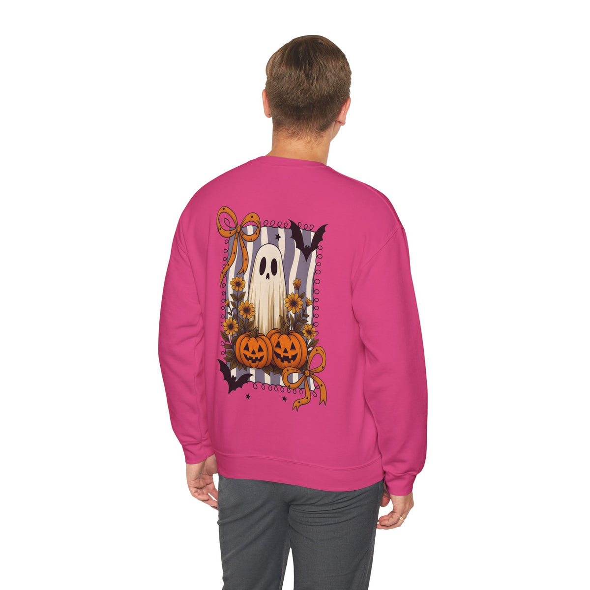 ORVIAN — Spooky & Sweet Ghost Crewneck, Coquette Bow Heart Halloween Unisex Sweatshirt