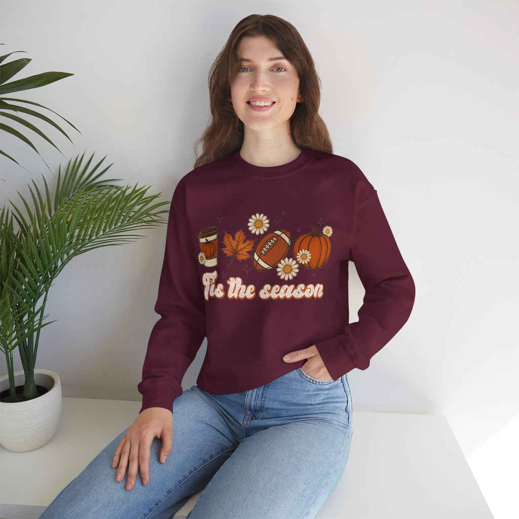 ORVIAN — ’Tis the Season Fall & Football Crewneck, Fall Sweet Fall Daisy Unisex Heavy Blend