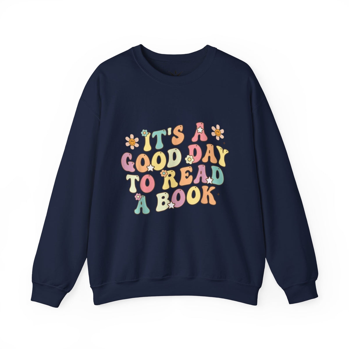 ORVIAN — Good Day to Read a Book Crewneck, Retro Floral Book Lover Sweatshirt Unisex Heavy Blend