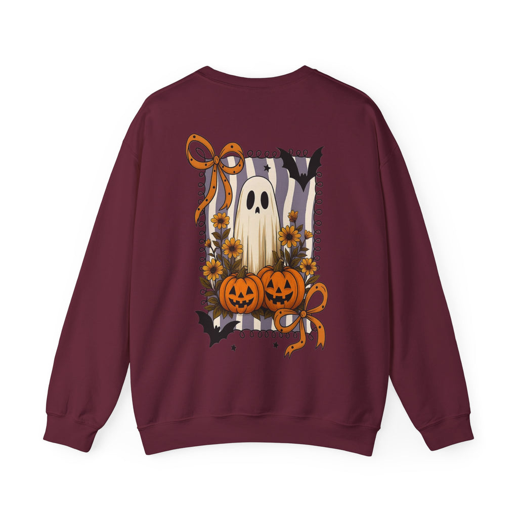 ORVIAN — Spooky & Sweet Ghost Crewneck, Coquette Bow Heart Halloween Unisex Sweatshirt