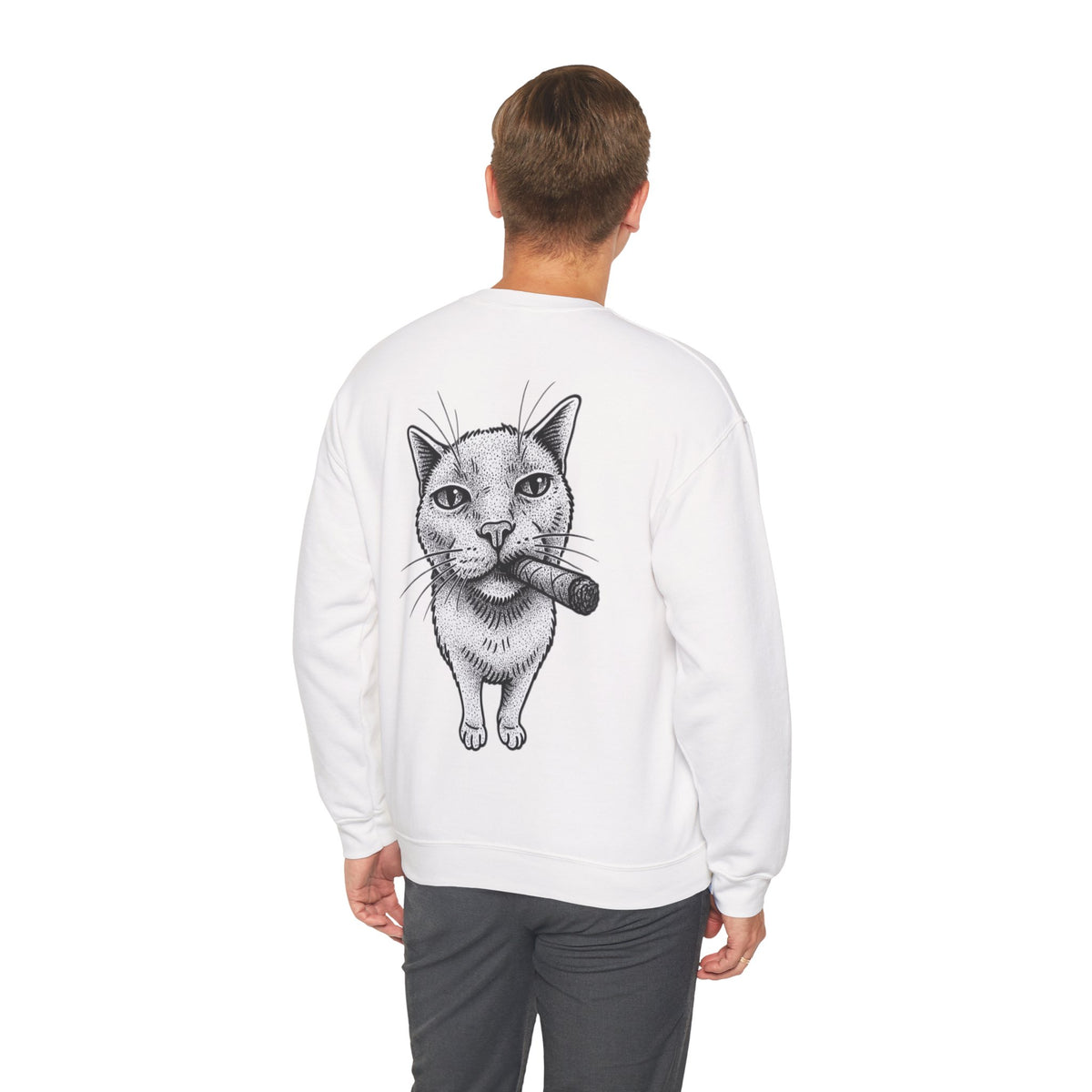 ORVIAN — Chaos Cat Crewneck, Reversed Lettering & Rebel Cat Graphic Unisex Heavy Blend