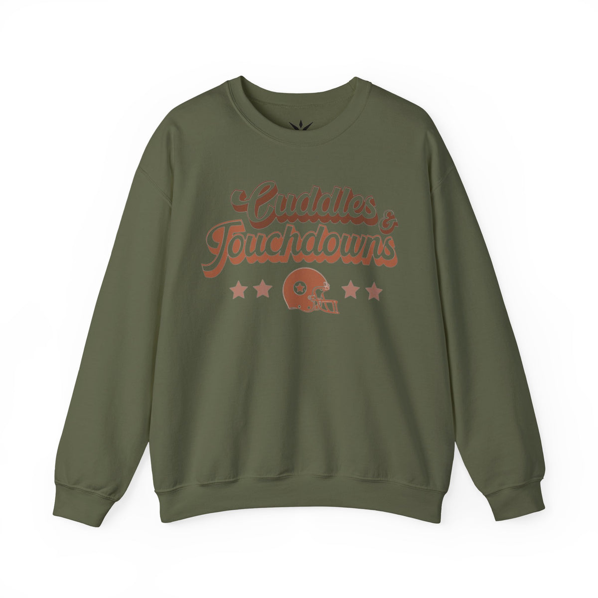 ORVIAN — Cuddles & Touchdowns Football Crewneck, Heart Football Game Day Unisex Heavy Blend