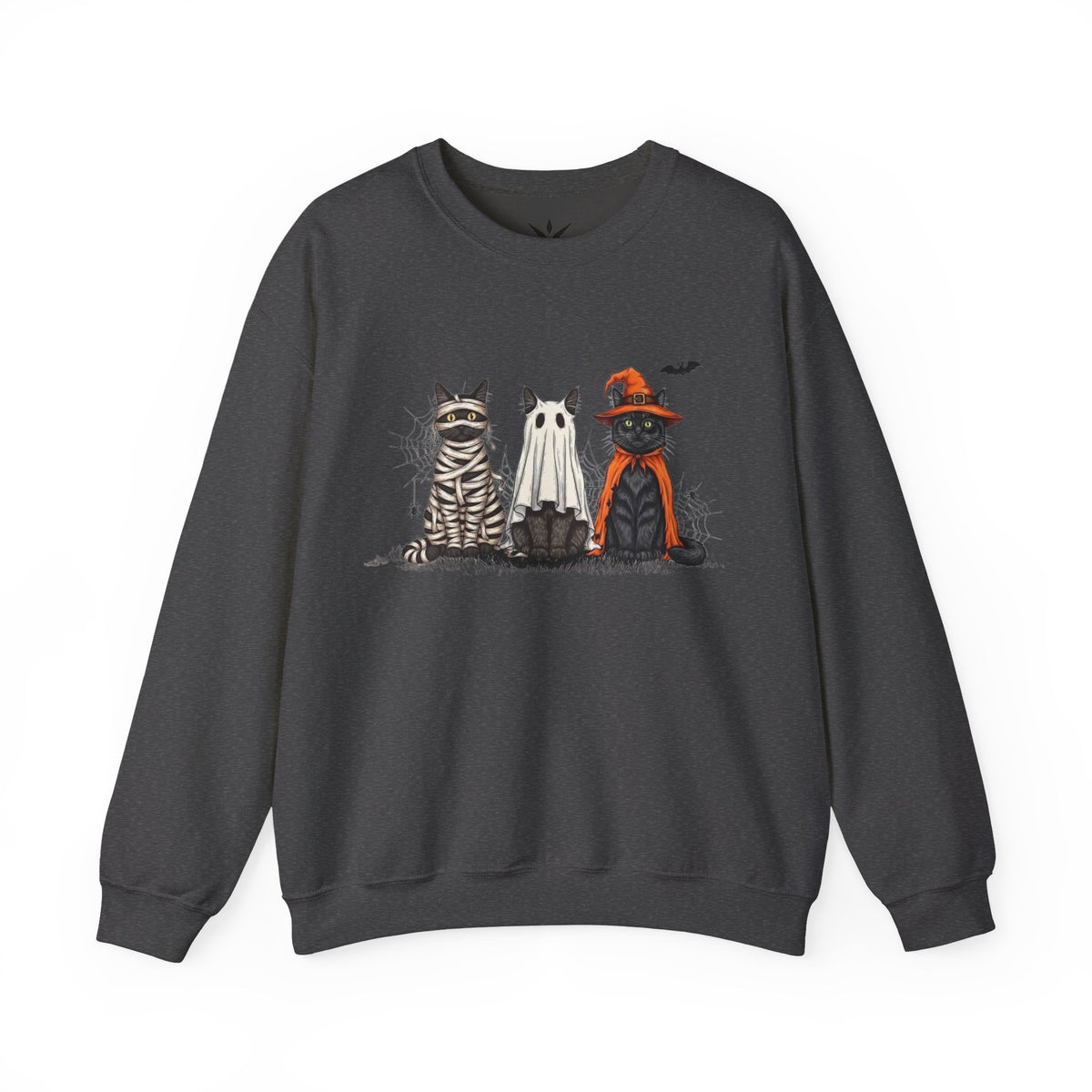 ORVIAN — Halloween Cats & Ghosts Crewneck, Spooky Cute Black Cat Unisex Sweatshirt