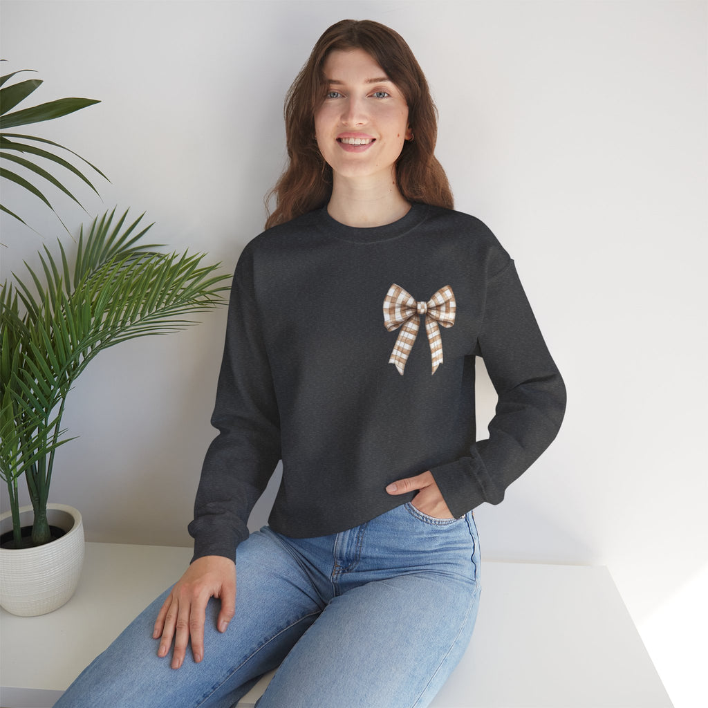 ORVIAN — Touchdown Season Football Bow Crewneck, Sparkle Game Day Sporty Unisex Heavy Blend