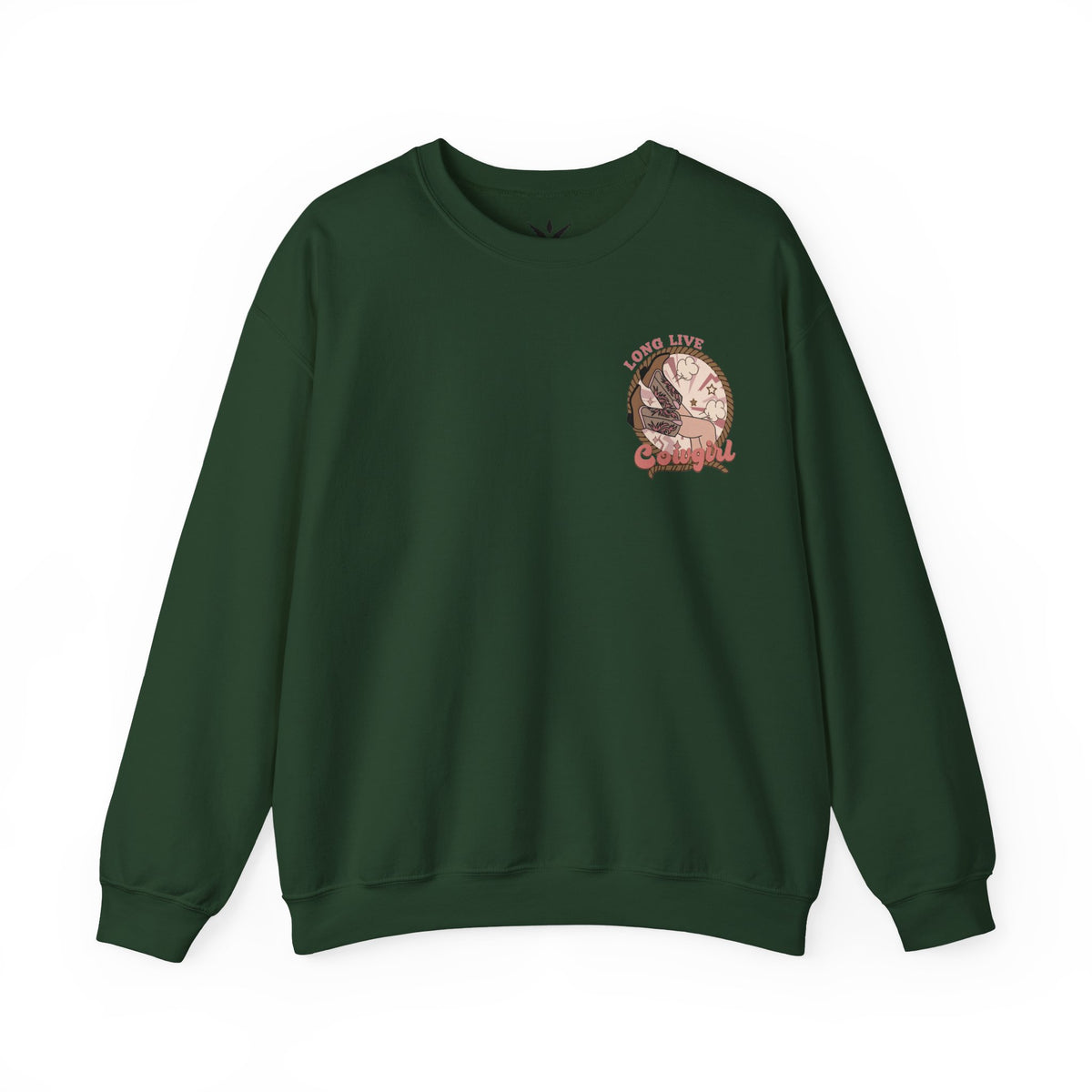 ORVIAN — Howdy Cowgirls Western Crewneck, Leopard Lightning Bolt & Cowgirl Boots Unisex Heavy Blend