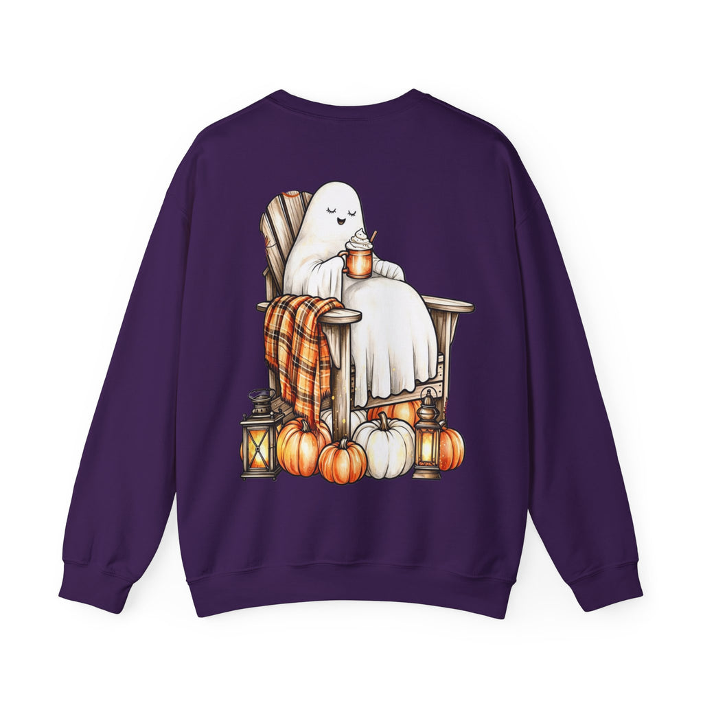 ORVIAN — Ghostly Coffee Break Coquette Bow Crewneck, Cozy Pumpkin Spice Halloween Unisex