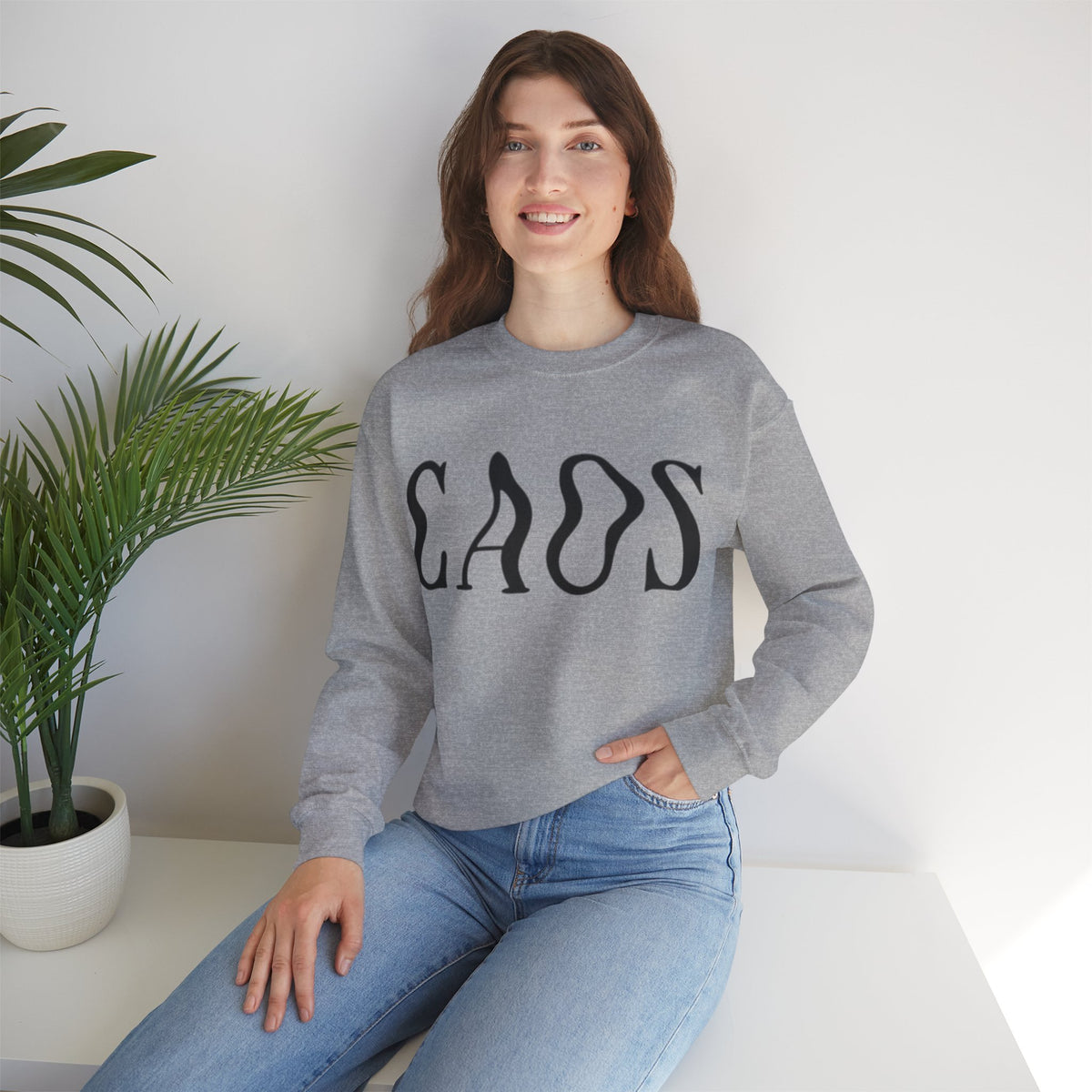 ORVIAN — Chaos Cat Crewneck, Reversed Lettering & Rebel Cat Graphic Unisex Heavy Blend