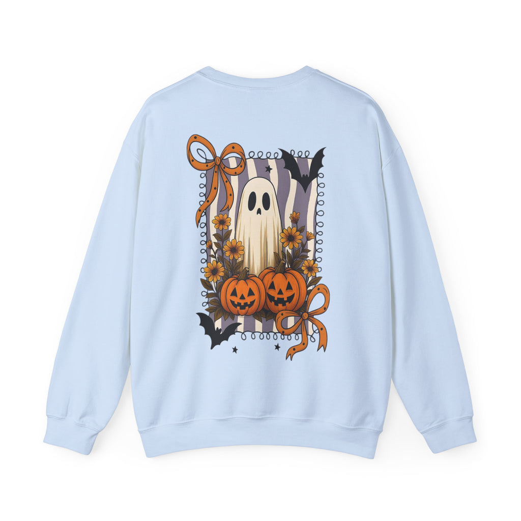 ORVIAN — Spooky & Sweet Ghost Crewneck, Coquette Bow Heart Halloween Unisex Sweatshirt