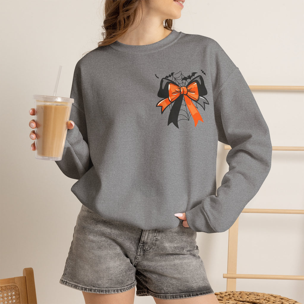 ORVIAN — Coquette Ghost & Bow Halloween Crewneck, Lace Ghost Pumpkin Unisex Sweatshirt