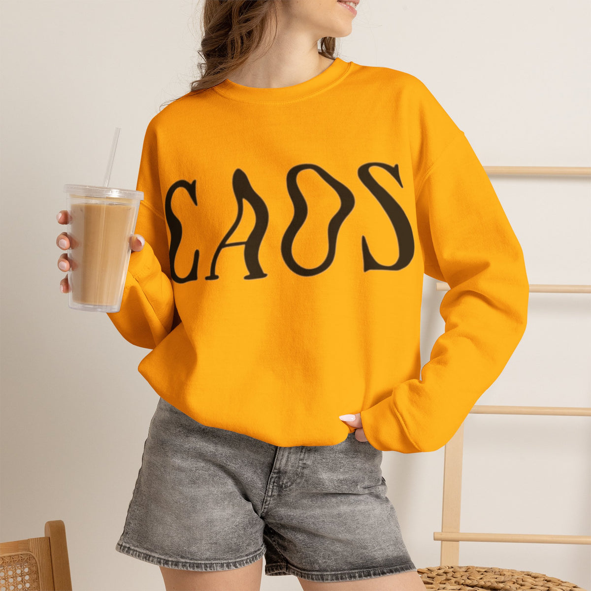 ORVIAN — Chaos Cat Crewneck, Reversed Lettering & Rebel Cat Graphic Unisex Heavy Blend