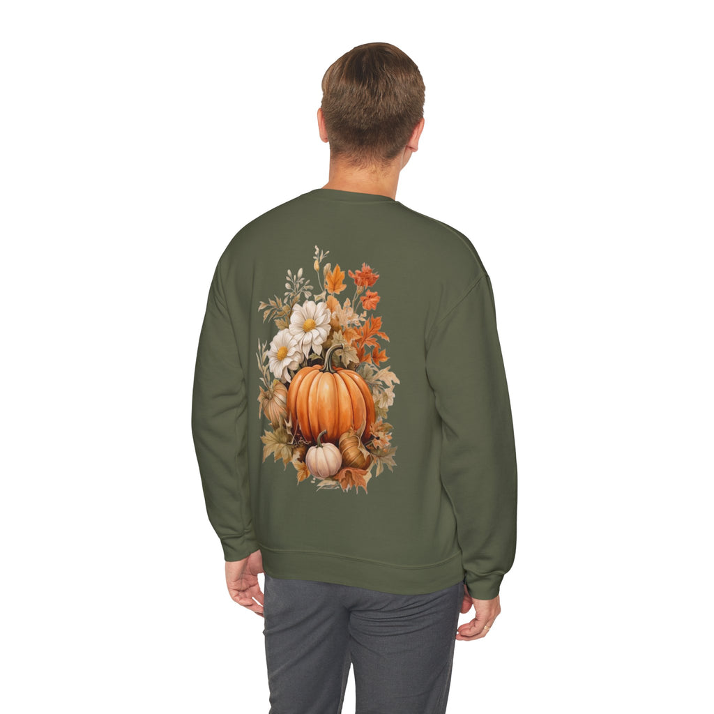 ORVIAN — Pumpkin Spice & Autumn Botanicals Crewneck, Floral Pumpkin Fall Unisex Sweatshirt