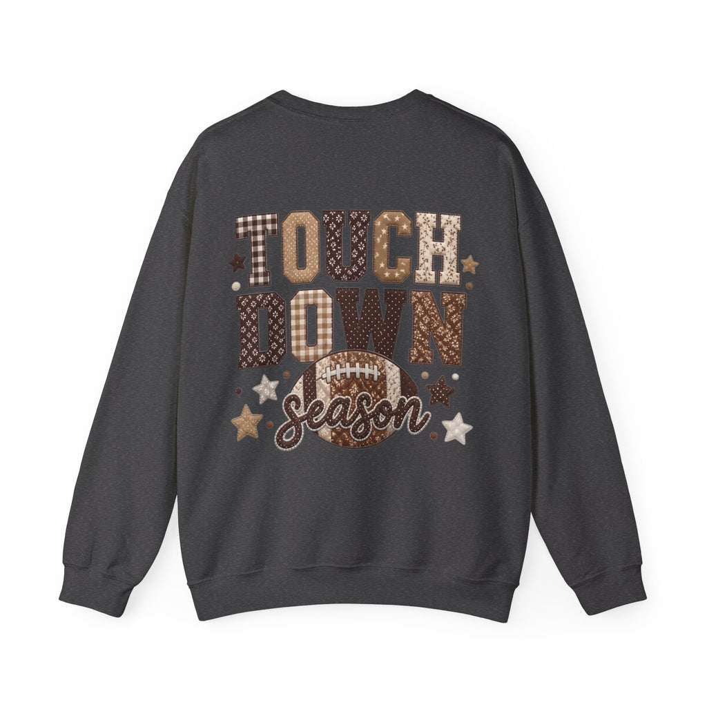 ORVIAN — Touchdown Season Football Bow Crewneck, Sparkle Game Day Sporty Unisex Heavy Blend