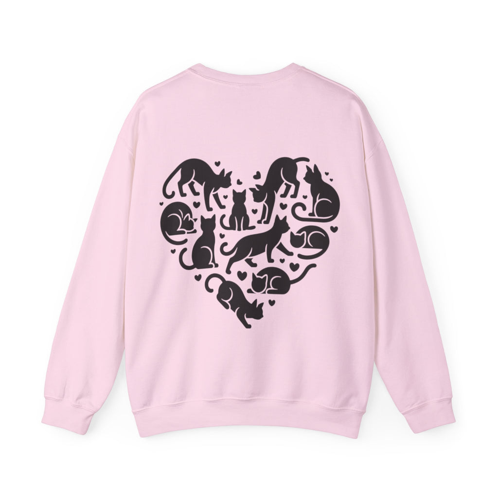 ORVIAN — LOVE Cat Silhouette & Heart-Shaped Cats Crewneck, Cat Lover Unisex Heavy Blend