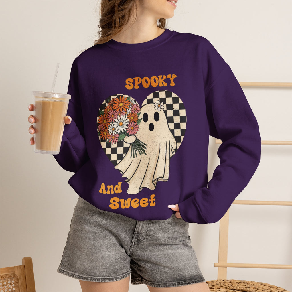 ORVIAN — Spooky & Sweet Ghost Crewneck, Coquette Bow Heart Halloween Unisex Sweatshirt
