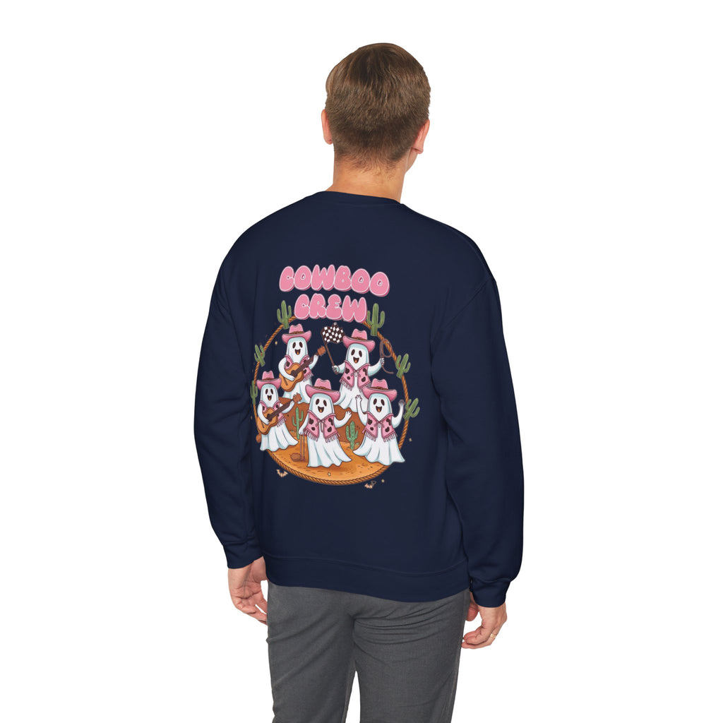 ORVIAN — Howdy Halloween Ghost Cowboy Crewneck, Pink Cowboo Western Unisex Heavy Blend