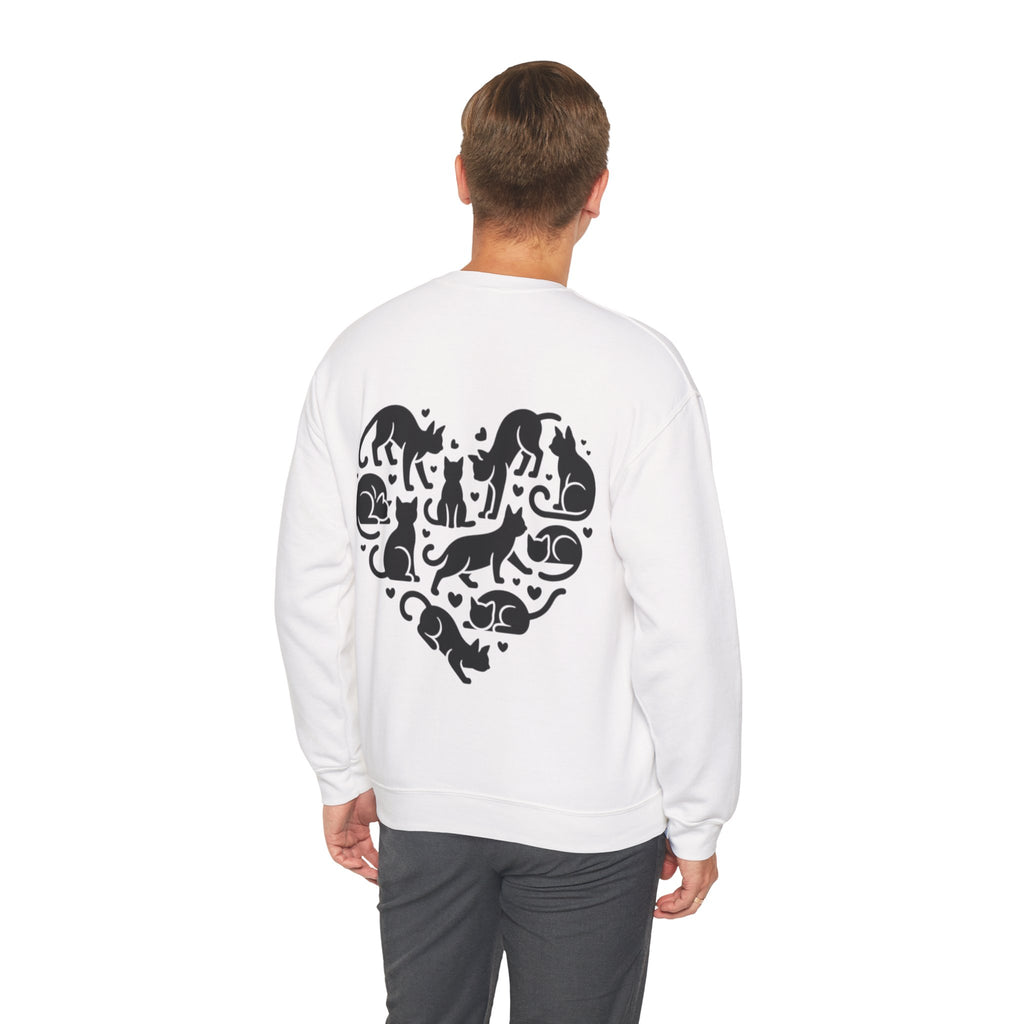 ORVIAN — LOVE Cat Silhouette & Heart-Shaped Cats Crewneck, Cat Lover Unisex Heavy Blend