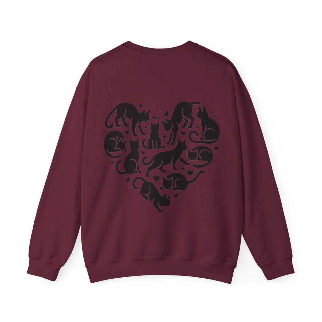 ORVIAN — LOVE Cat Silhouette & Heart-Shaped Cats Crewneck, Cat Lover Unisex Heavy Blend