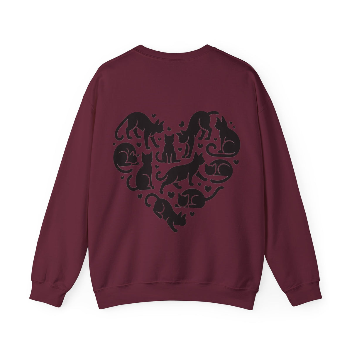 ORVIAN — LOVE Cat Silhouette & Heart-Shaped Cats Crewneck, Cat Lover Unisex Heavy Blend