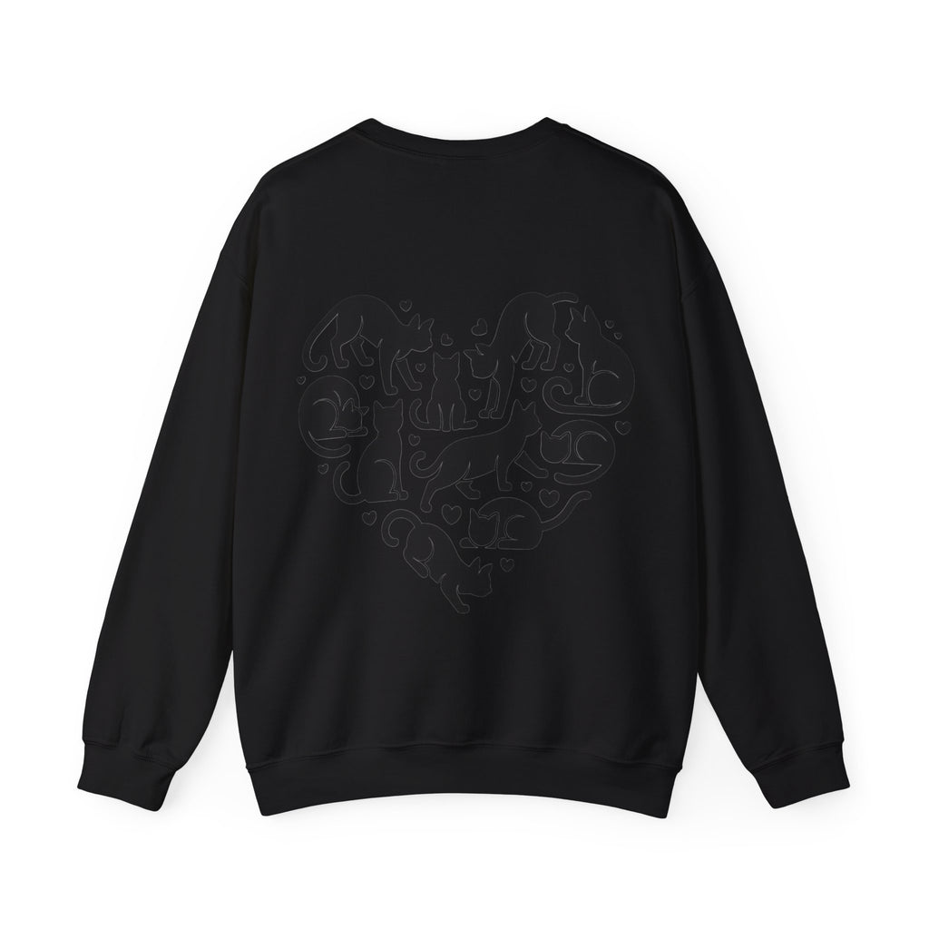 ORVIAN — LOVE Cat Silhouette & Heart-Shaped Cats Crewneck, Cat Lover Unisex Heavy Blend