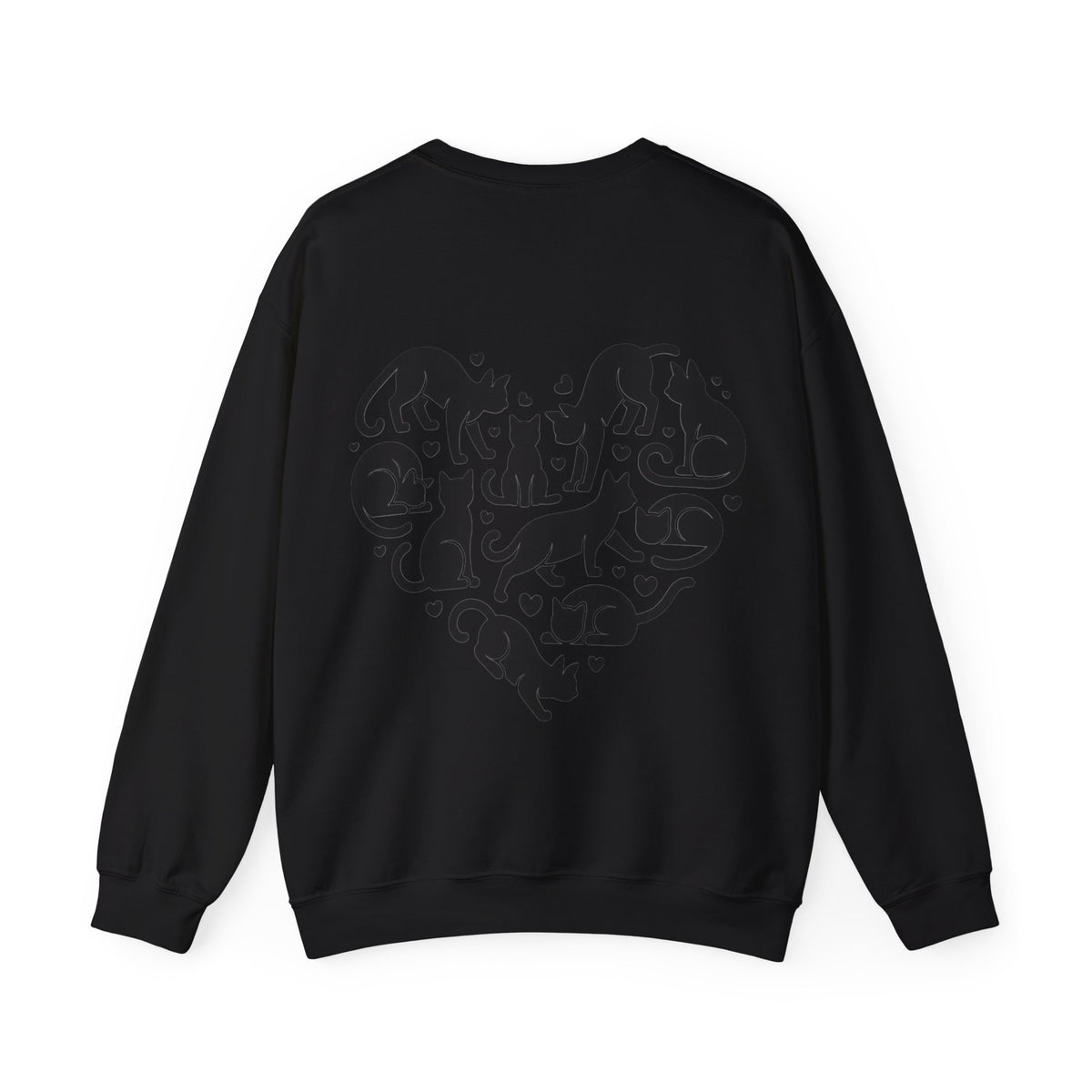 ORVIAN — LOVE Cat Silhouette & Heart-Shaped Cats Crewneck, Cat Lover Unisex Heavy Blend