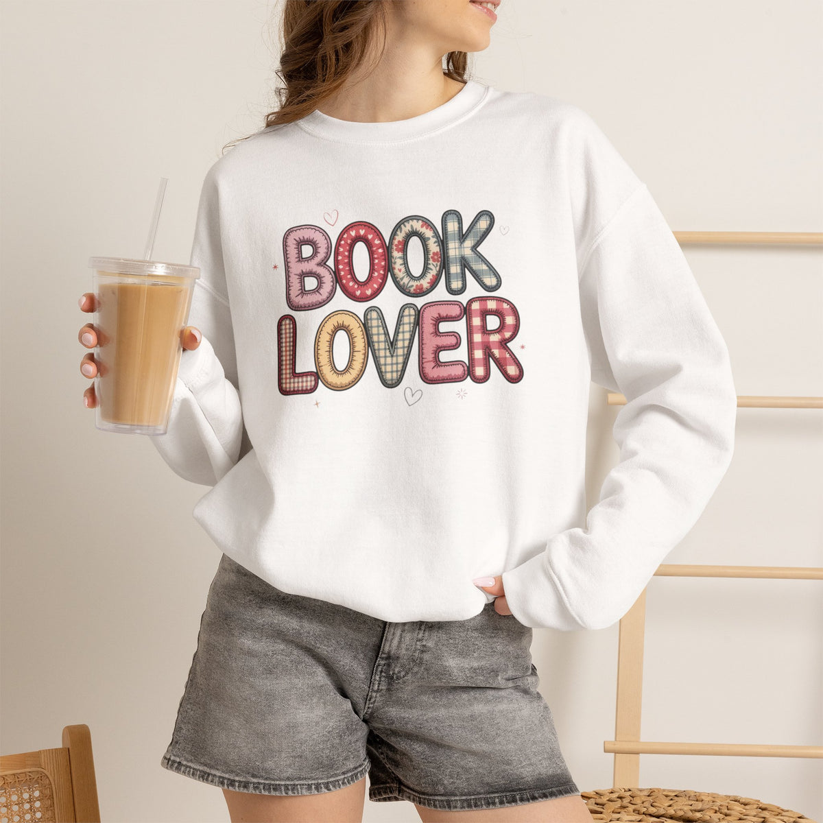 ORVIAN — Book Lover Floral Crewneck, Colorful Typography & Rose Book Stack Unisex Heavy Blend