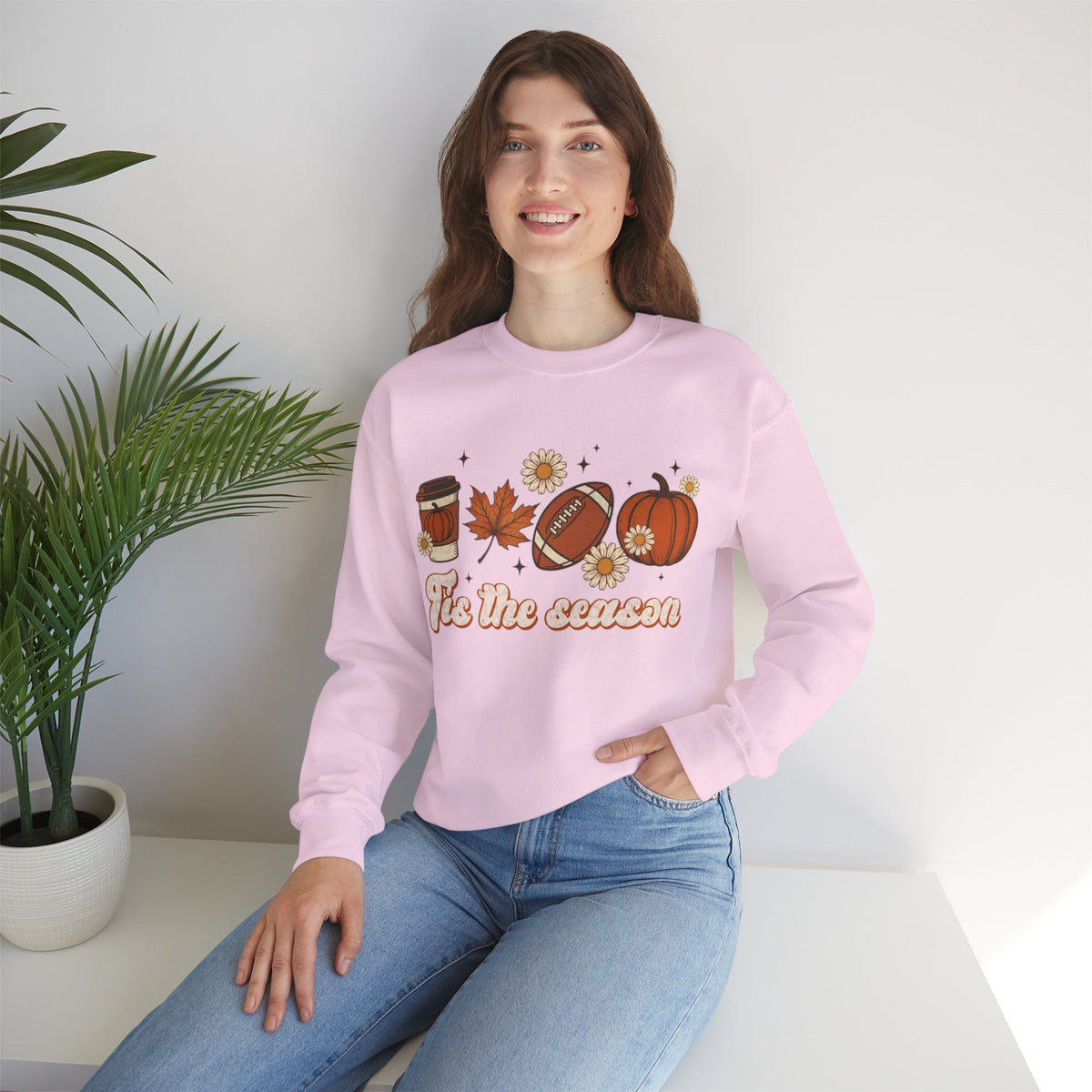 ORVIAN — ’Tis the Season Fall & Football Crewneck, Fall Sweet Fall Daisy Unisex Heavy Blend