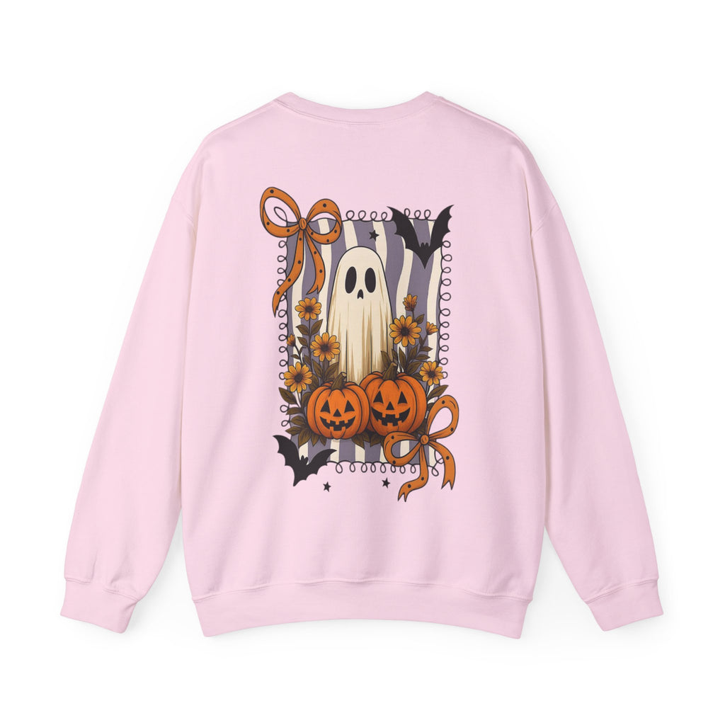 ORVIAN — Spooky & Sweet Ghost Crewneck, Coquette Bow Heart Halloween Unisex Sweatshirt