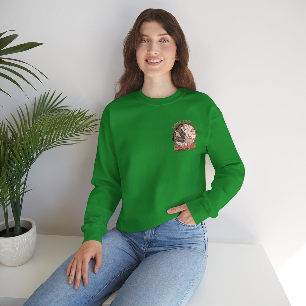 ORVIAN — Howdy Cowgirls Western Crewneck, Leopard Lightning Bolt & Cowgirl Boots Unisex Heavy Blend