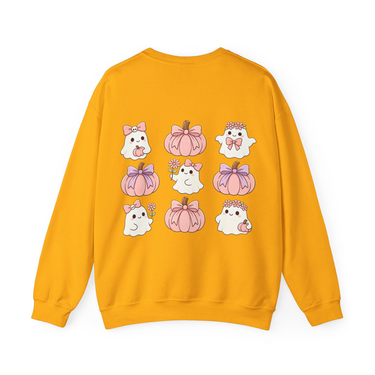 ORVIAN — Pink Halloween Coquette Ghost Crewneck, Bow & Pumpkin Unisex Heavy Blend