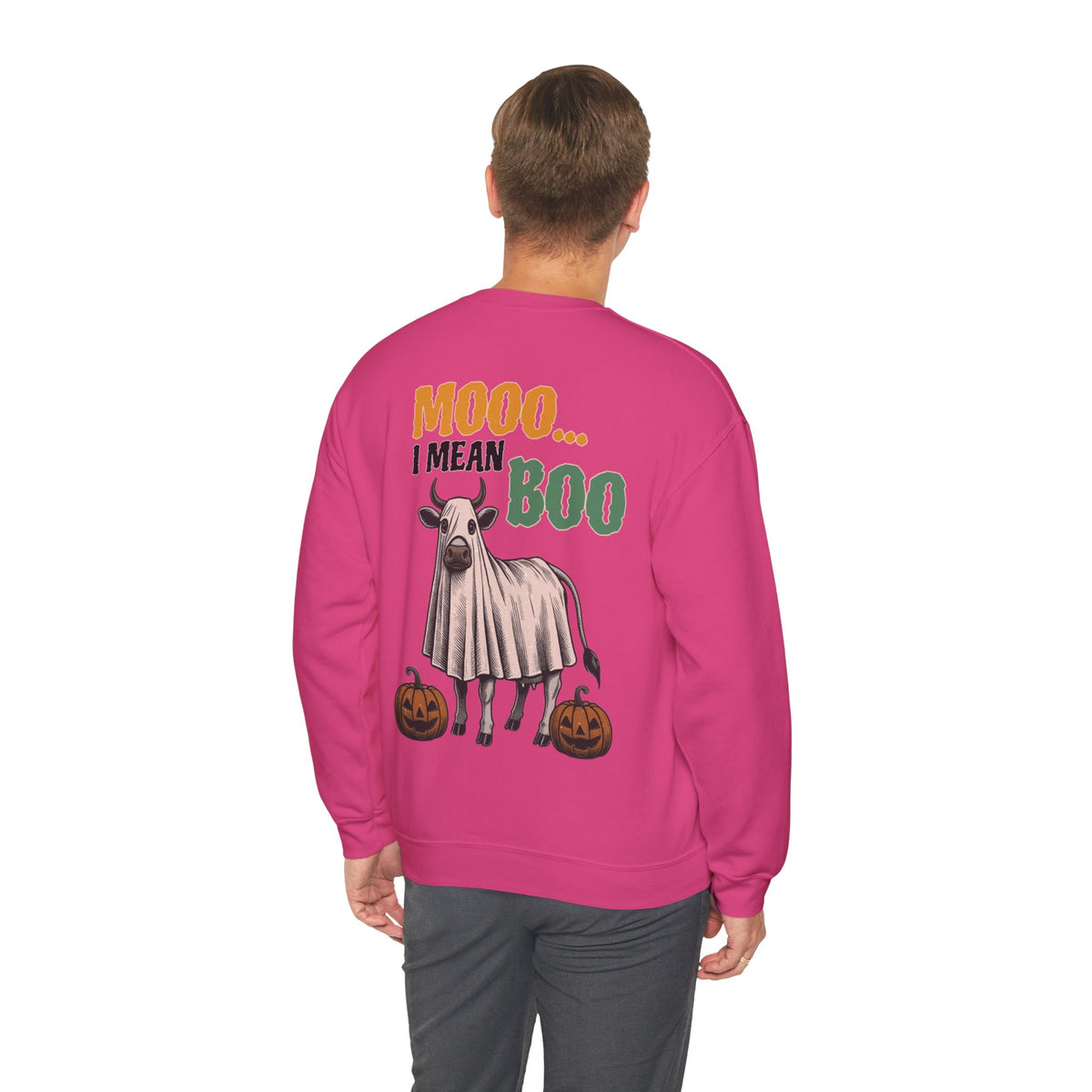 ORVIAN — Howdy Fall Wéstern Pumpkin & Ghost Cow Crewneck, Moo I Mean Boo Halloween Unisex