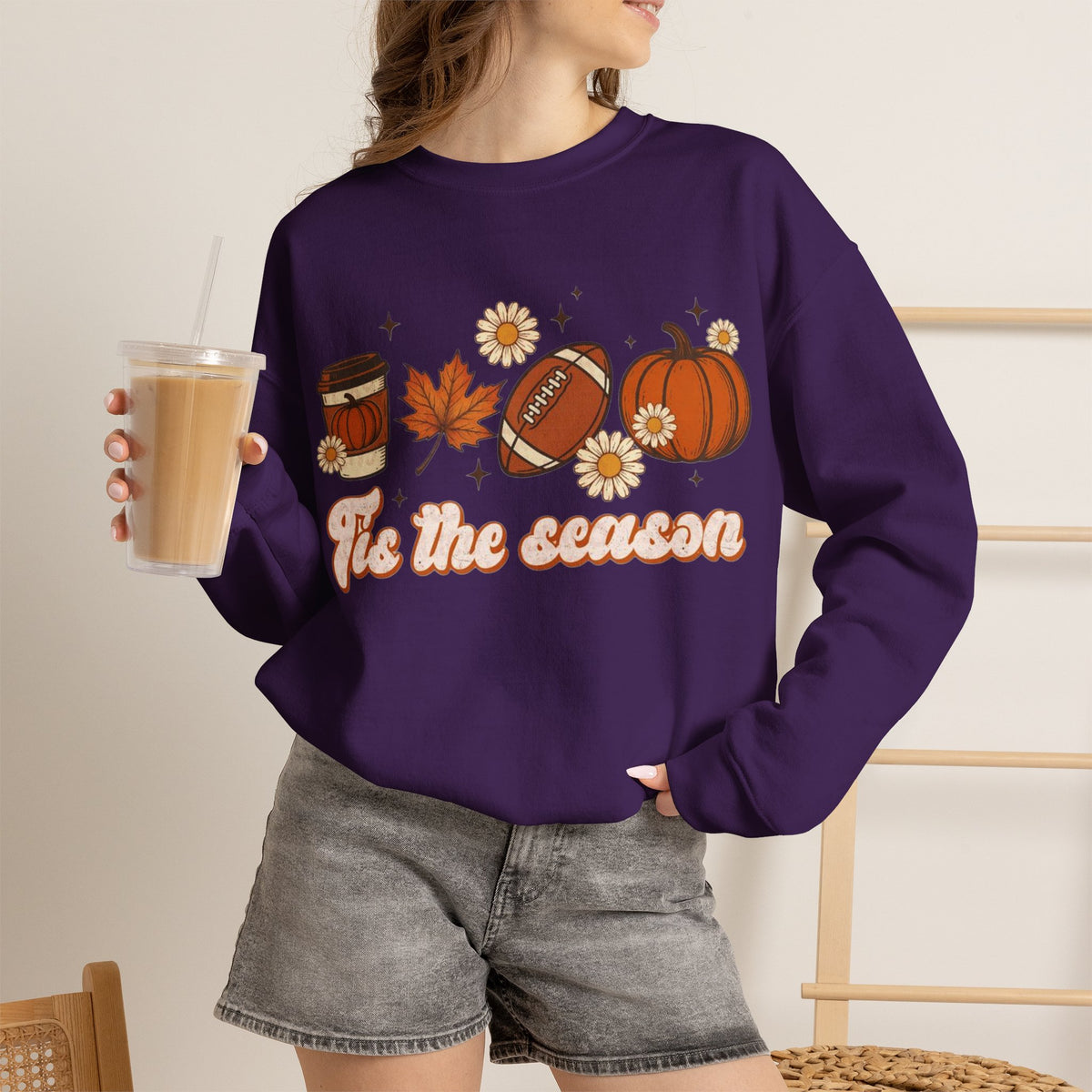 ORVIAN — ’Tis the Season Fall & Football Crewneck, Fall Sweet Fall Daisy Unisex Heavy Blend
