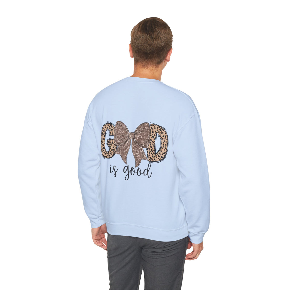 ORVIAN — Leopard Is The New Black & God Is Good Coquette Bow Crewneck, Faith-Inspired Unisex