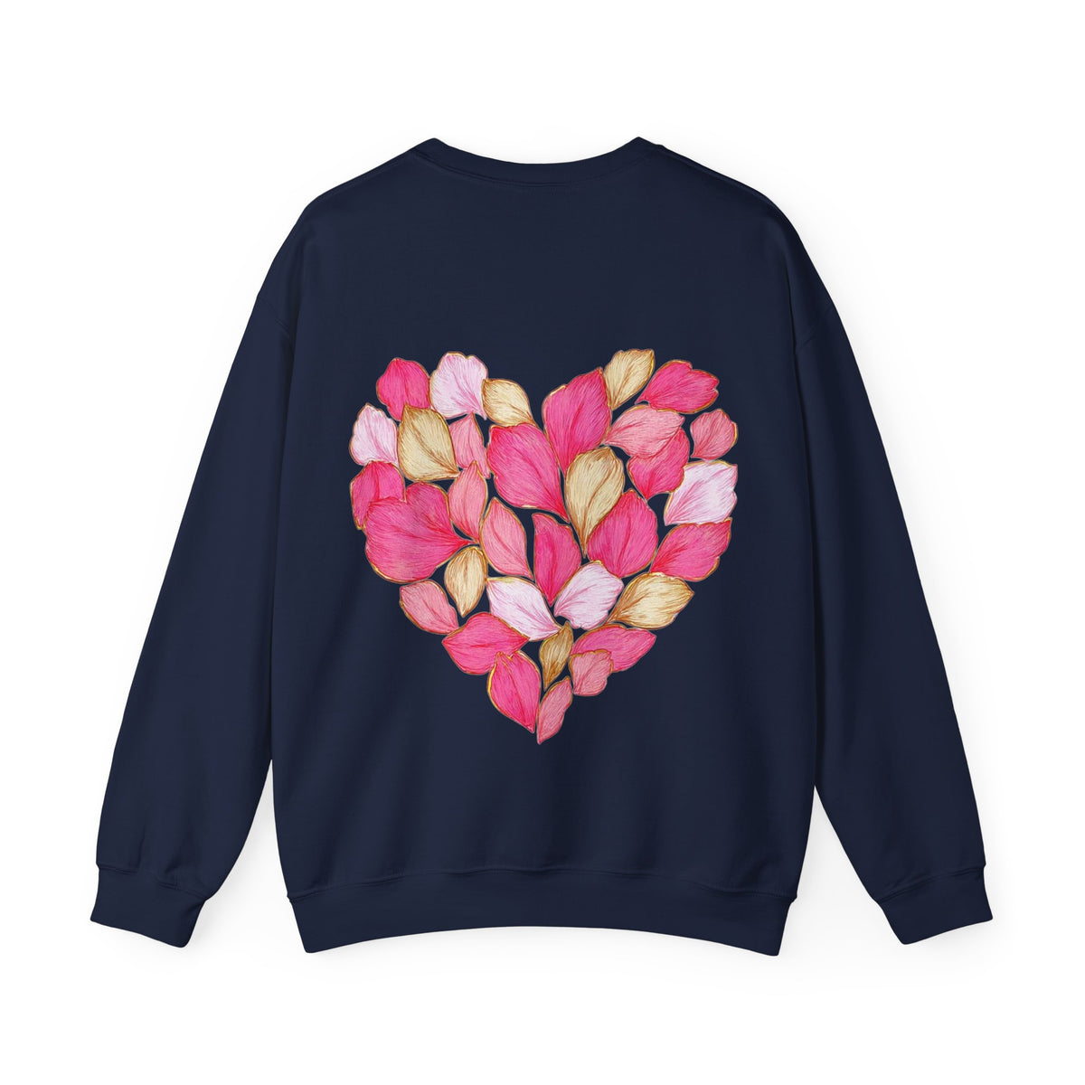 ORVIAN — Floral Rose Heart Crewneck, Romantic Pink Flower Valentine Sweatshirt, Unisex Heavy Blend