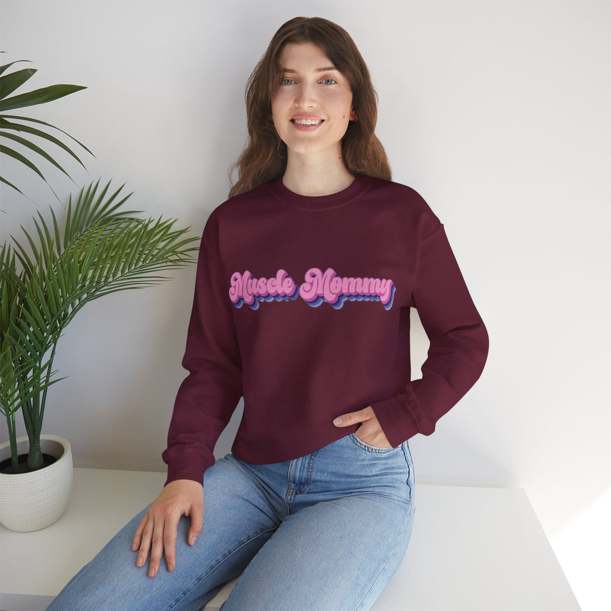 ORVIAN — Muscle Mommy Girls Just Wanna Have Guns Crewneck, Bold Feminine Typography Unisex