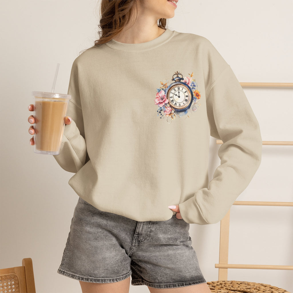 ORVIAN — Steampunk Floral Pocket Watch & Blooming Books Crewneck, Vintage Literary Unisex