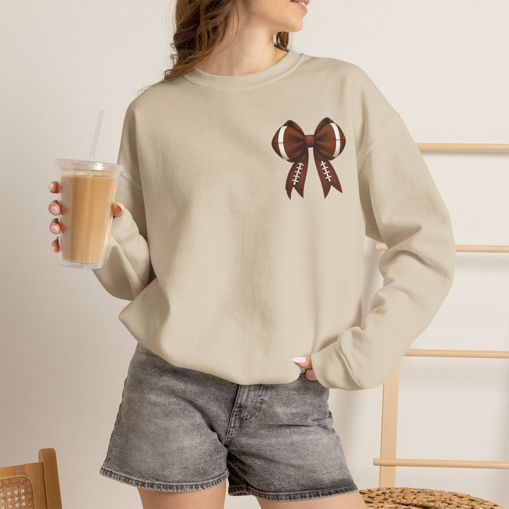 ORVIAN — Touchdown Season Coquette Football Bow Crewneck, Varsity Game Day Unisex Heavy Blend