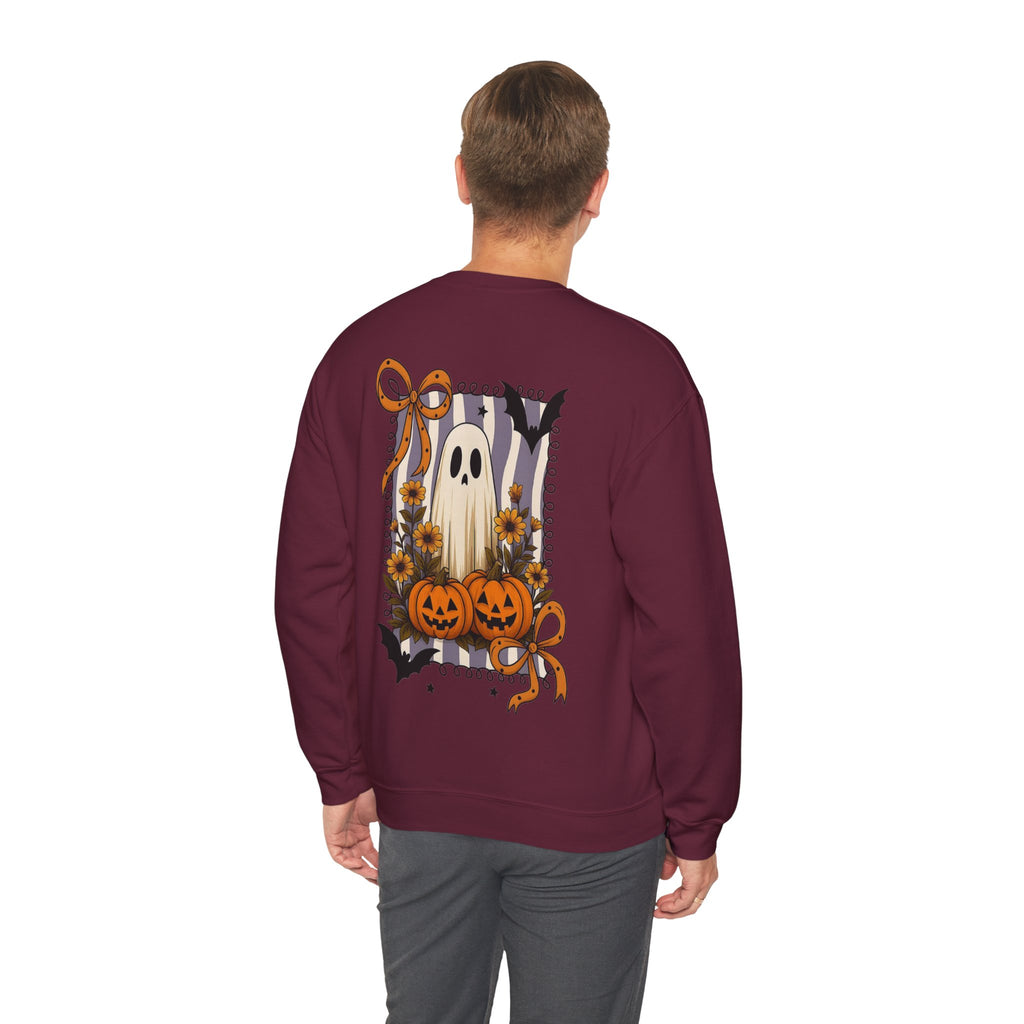 ORVIAN — Spooky & Sweet Ghost Crewneck, Coquette Bow Heart Halloween Unisex Sweatshirt