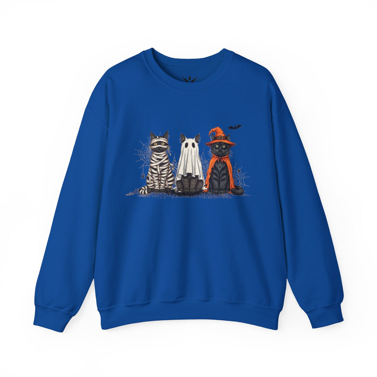 ORVIAN — Halloween Cats & Ghosts Crewneck, Spooky Cute Black Cat Unisex Sweatshirt