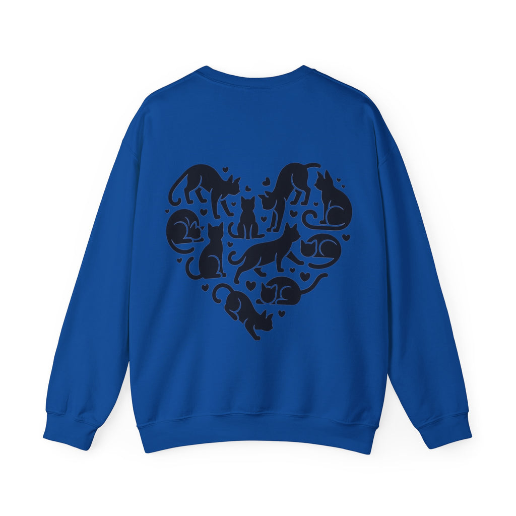 ORVIAN — LOVE Cat Silhouette & Heart-Shaped Cats Crewneck, Cat Lover Unisex Heavy Blend