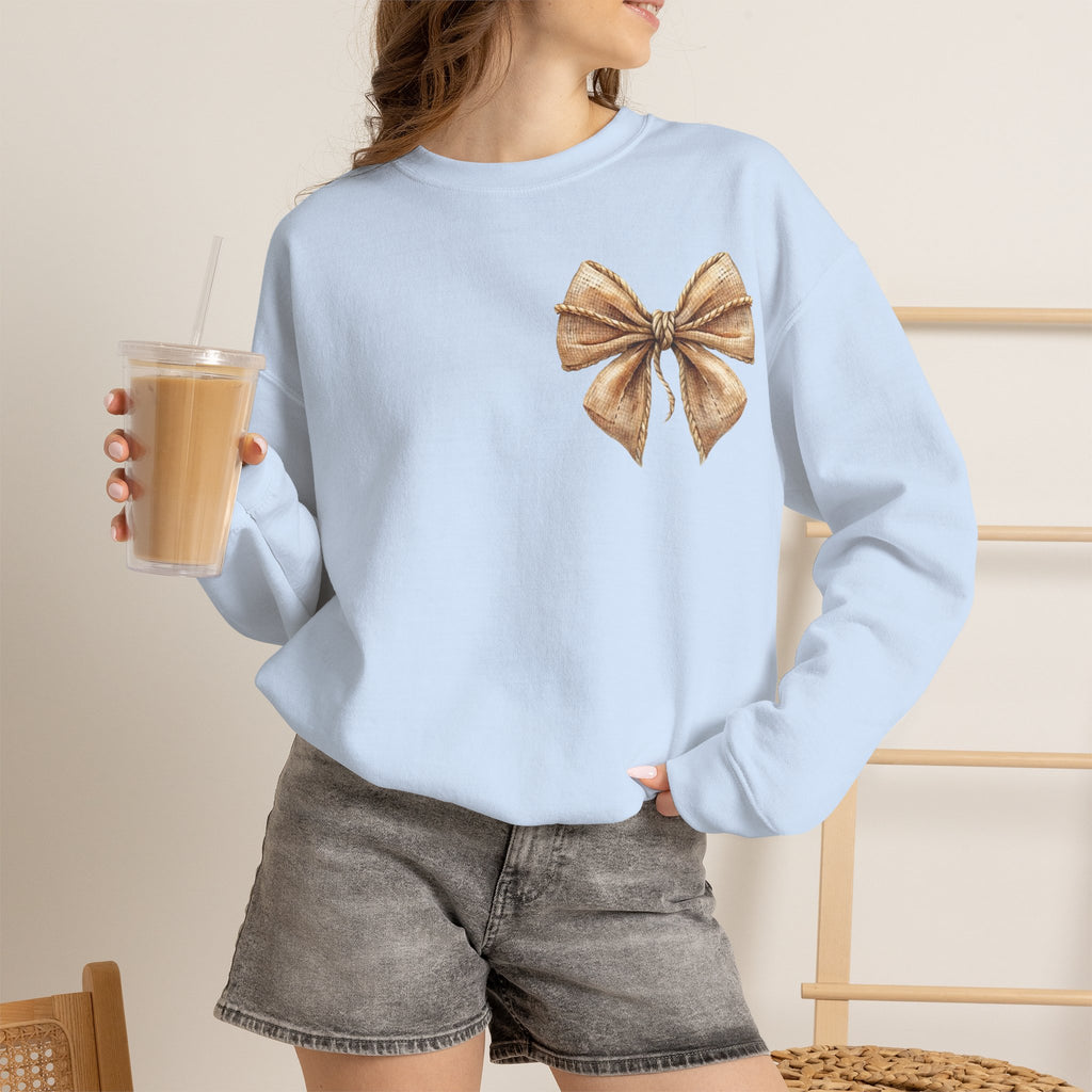 ORVIAN — Coquette Fall Bow & Football Crewneck, Pumpkin Spice Game Day Unisex Heavy Blend