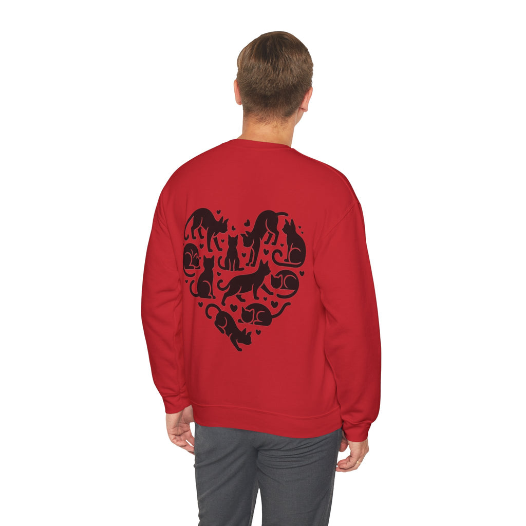 ORVIAN — LOVE Cat Silhouette & Heart-Shaped Cats Crewneck, Cat Lover Unisex Heavy Blend