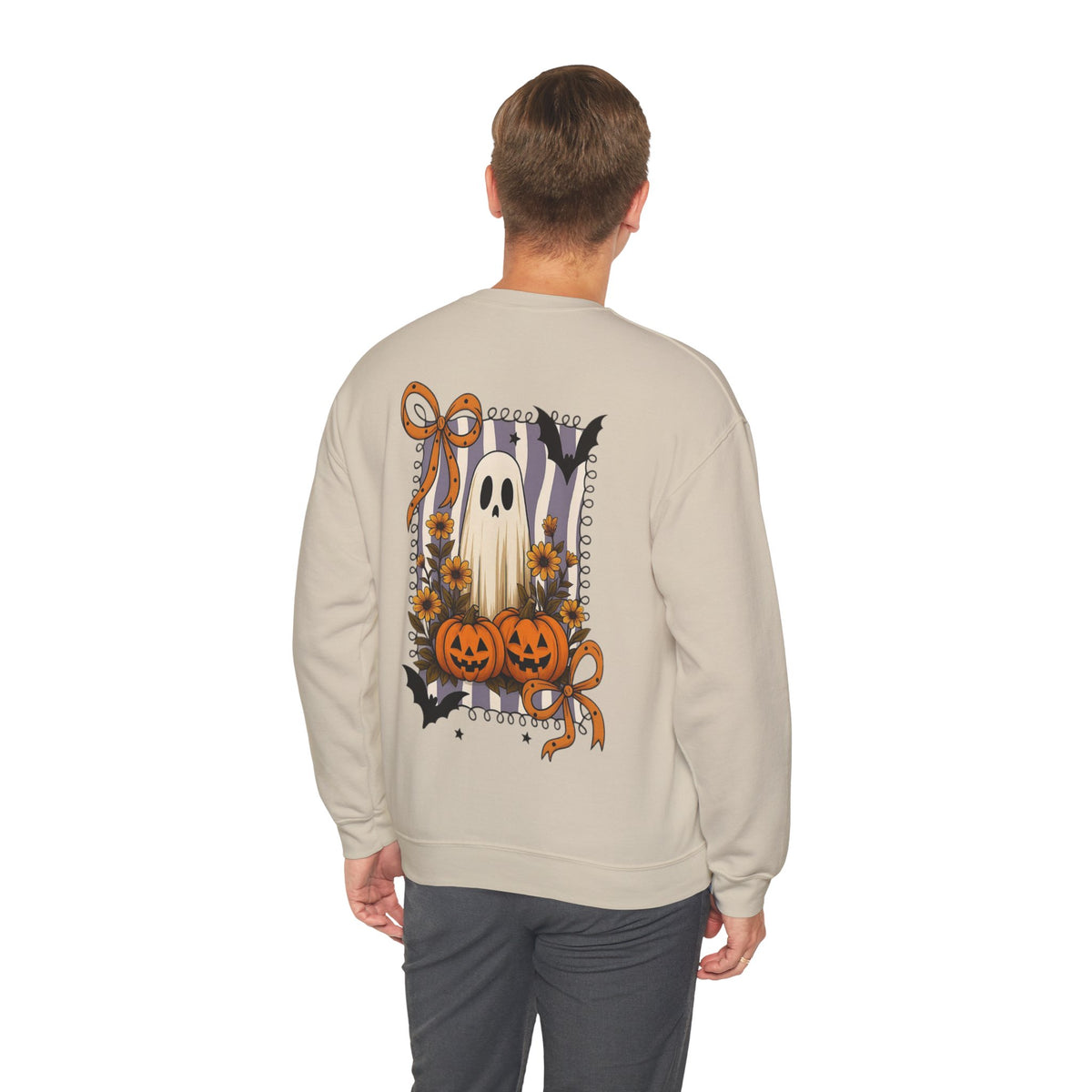 ORVIAN — Spooky & Sweet Ghost Crewneck, Coquette Bow Heart Halloween Unisex Sweatshirt