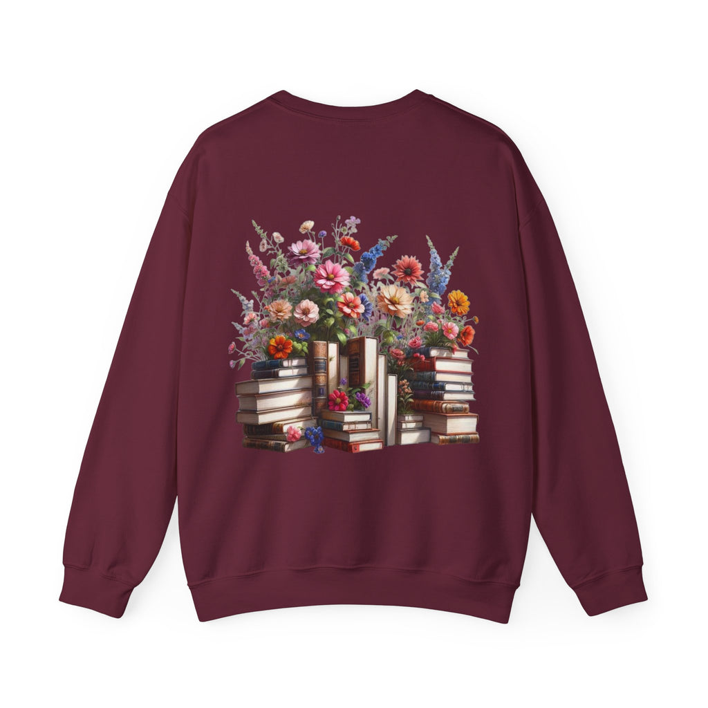 ORVIAN — Steampunk Floral Pocket Watch & Blooming Books Crewneck, Vintage Literary Unisex