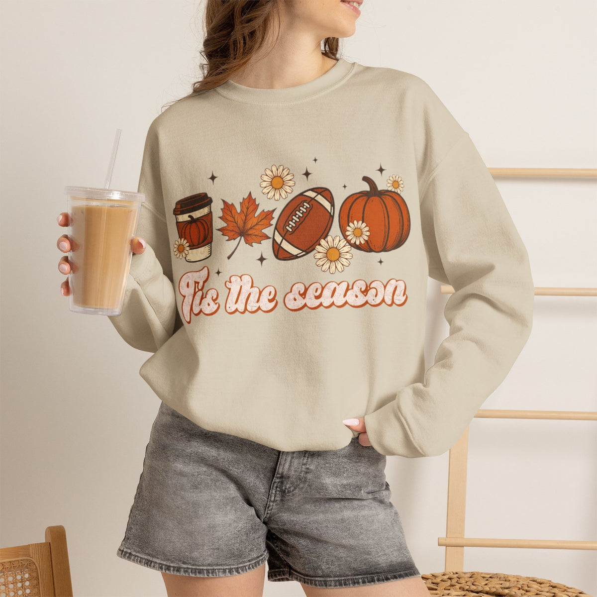 ORVIAN — ’Tis the Season Fall & Football Crewneck, Fall Sweet Fall Daisy Unisex Heavy Blend