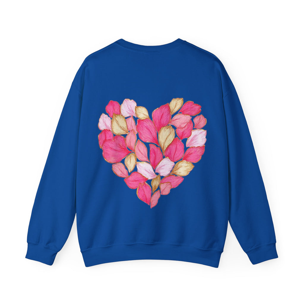 ORVIAN — Floral Rose Heart Crewneck, Romantic Pink Flower Valentine Sweatshirt, Unisex Heavy Blend