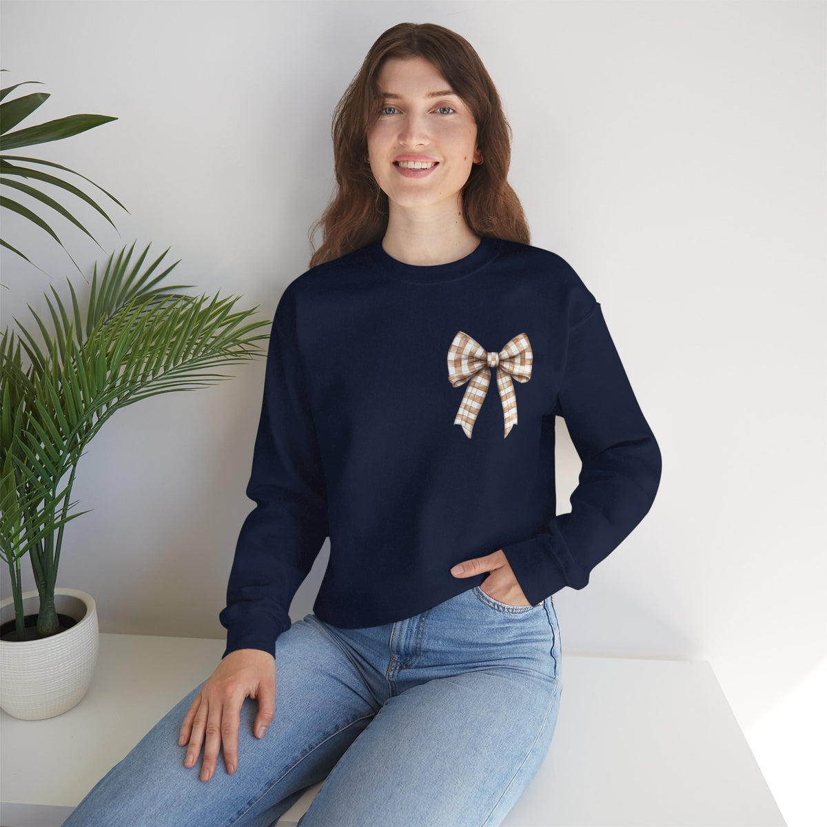 ORVIAN — Touchdown Season Football Bow Crewneck, Sparkle Game Day Sporty Unisex Heavy Blend