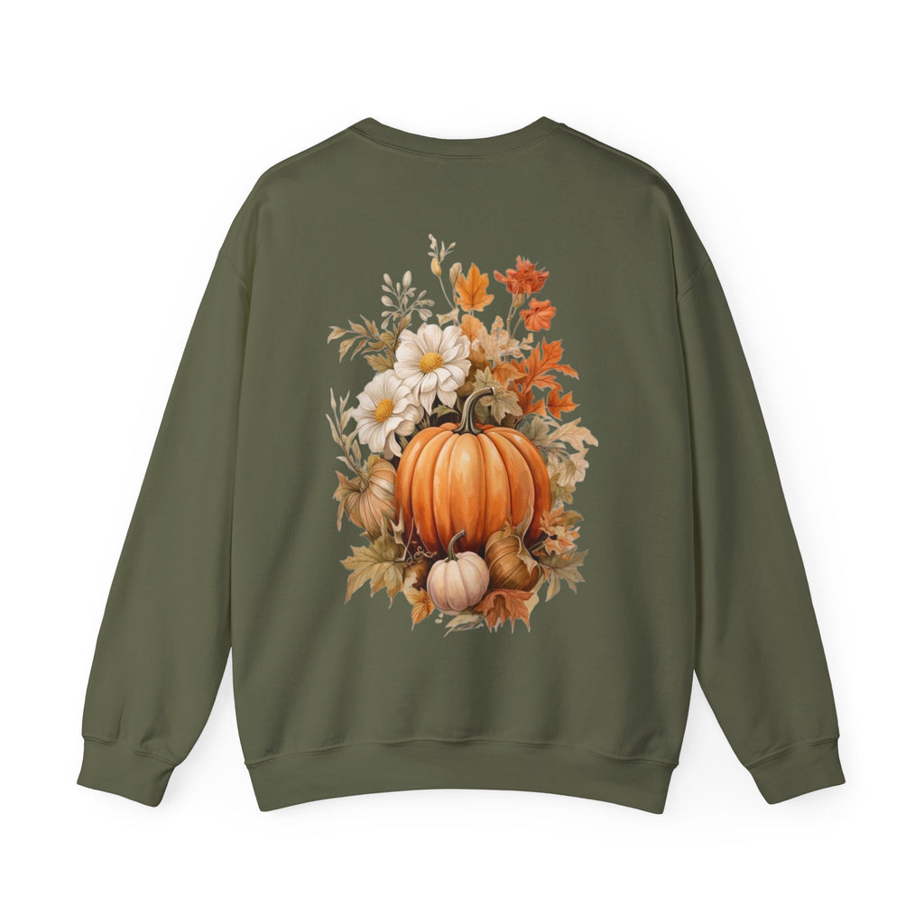 ORVIAN — Pumpkin Spice & Autumn Botanicals Crewneck, Floral Pumpkin Fall Unisex Sweatshirt