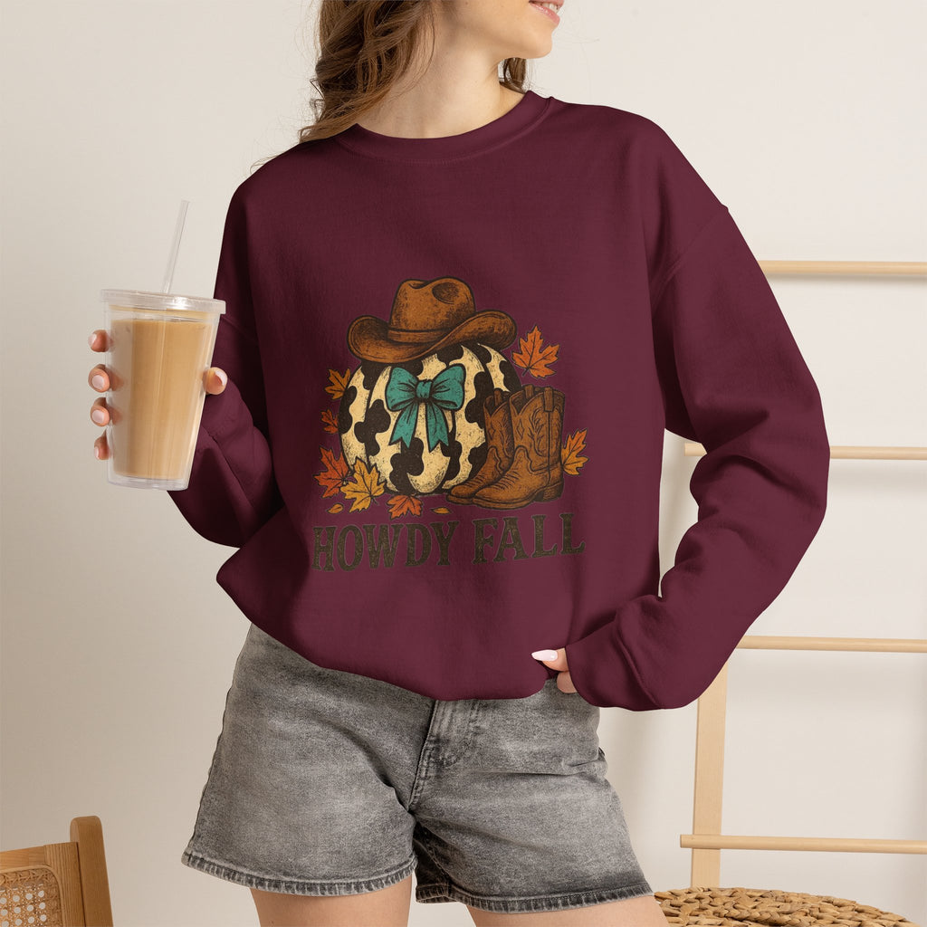 ORVIAN — Howdy Fall Wéstern Pumpkin & Ghost Cow Crewneck, Moo I Mean Boo Halloween Unisex