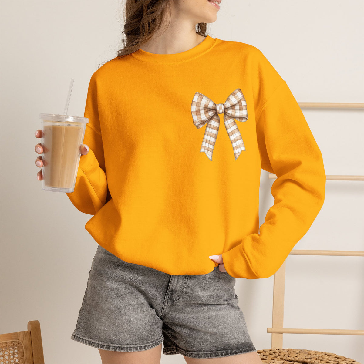 ORVIAN — Touchdown Season Football Bow Crewneck, Sparkle Game Day Sporty Unisex Heavy Blend