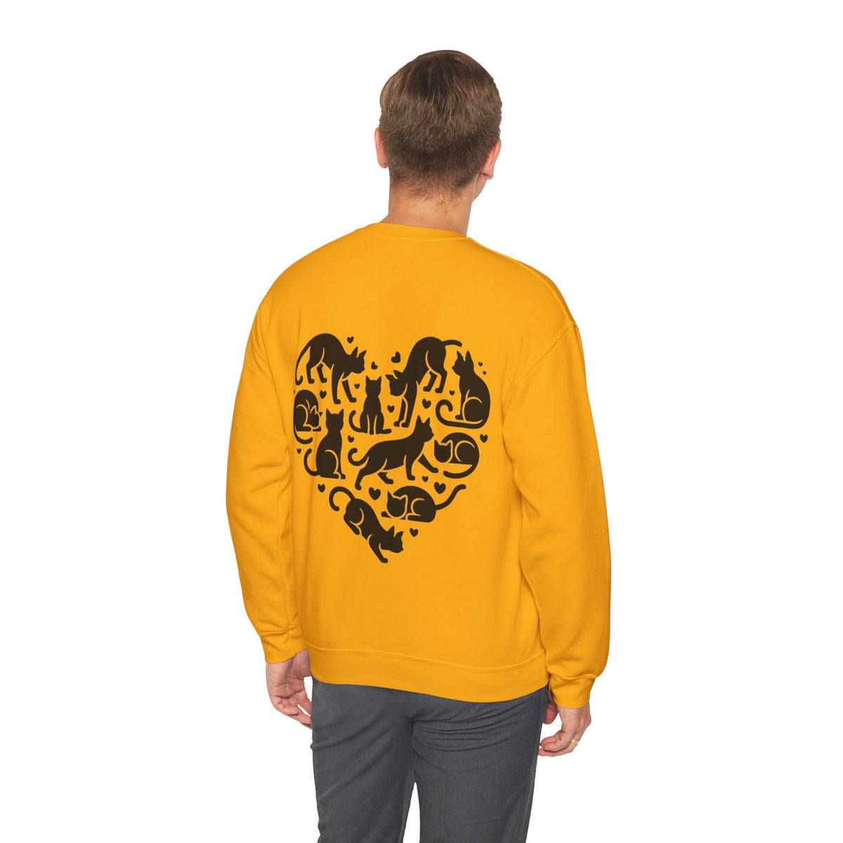 ORVIAN — LOVE Cat Silhouette & Heart-Shaped Cats Crewneck, Cat Lover Unisex Heavy Blend